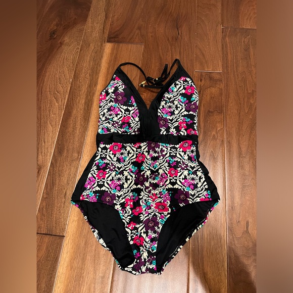 Jessica Simpson Other - Jessica Simpson Black and Pink Floral One Piece Swimsuit
